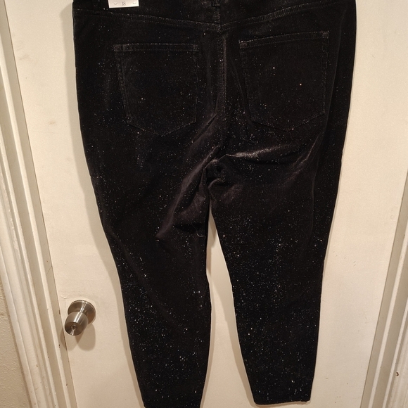 Talbots NWT Black Sparkle Corduroy Jegging Ankle Skinny Pants Sz 18 High Waist - Picture 6 of 8